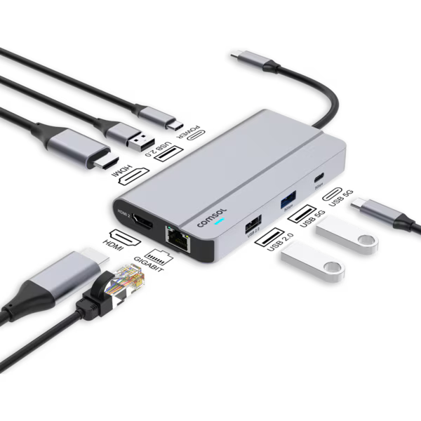 Dual Monitor USB-C 9 Port Dock