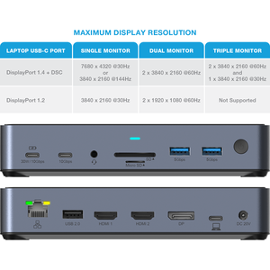 USB-C Universal Triple HDMI/DP Monitor 14 Port Docking Station