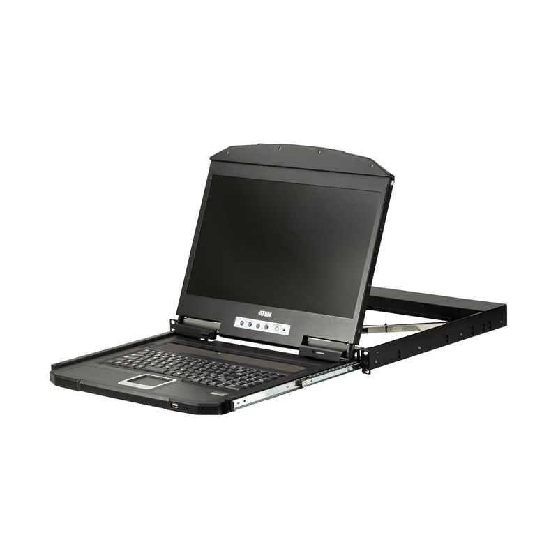 Aten Rackmount Single Rail LCD Console HDMI USB w/ 18.5' LCD Display, 1x Custom KVM Cable Included, 1920x1080@60hz Display, LED Illumination