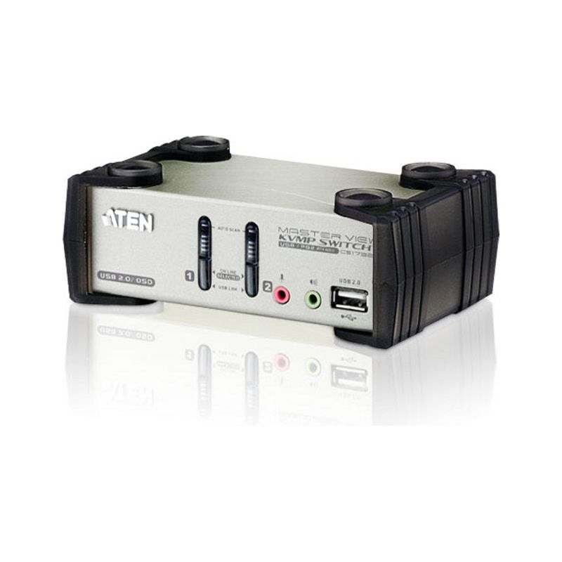 Aten Desktop KVMP Switch 2 Port Single Display VGA w/ audio & OSD, 2x Custom KVM Cables Included, 2x USB Port, Selection Via Front Panel