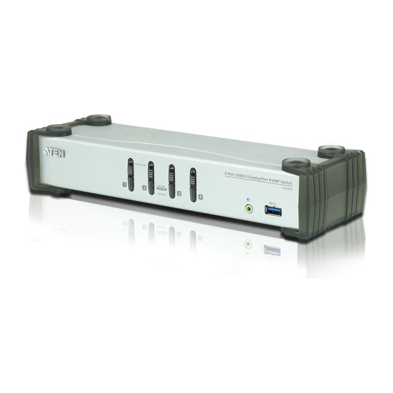 Aten Desktop KVMP Switch 4 Port Single Display DisplayPort w/ audio, Cables Included, 2x USB Port, Selection Via Front Panel