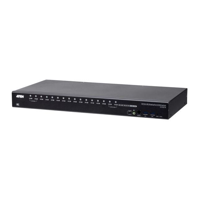 Aten CS19216, 16- Port USB3.0 4K DisplayPort KVM Switch, Superior video quality, Cascadable to two levels-control up to 256 computers, Video DynaSync™