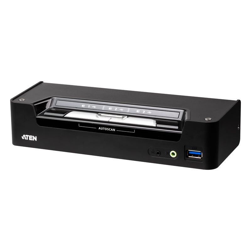 Aten 3-Port USB-C DisplayPort Hybrid KVMP Switch with 45W Power Delivery 3.0