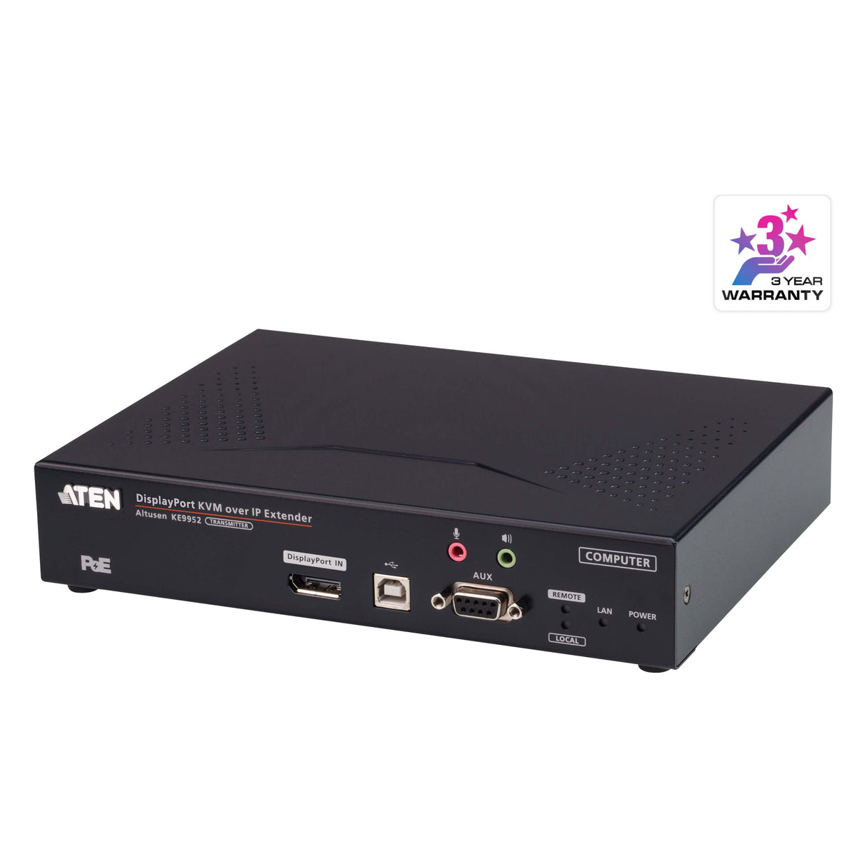 Aten 4K DP Single Display KVM over IP Transmitter with Power over Ethernet, power adapter not included