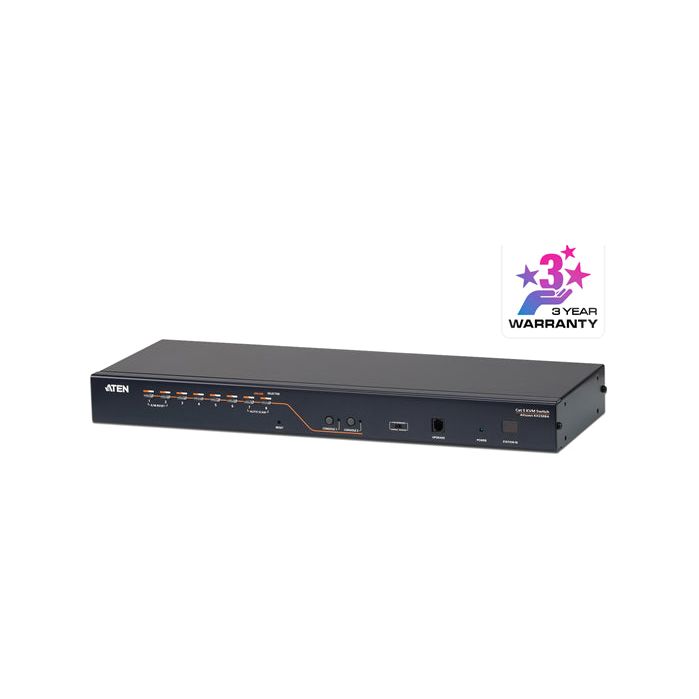 Aten Rackmount KVM Switch 2 Console 8 Port Multi-Interface Cat 5, KVM Cables NOT Included, Daisy Chainable for up to 128 Devices,
