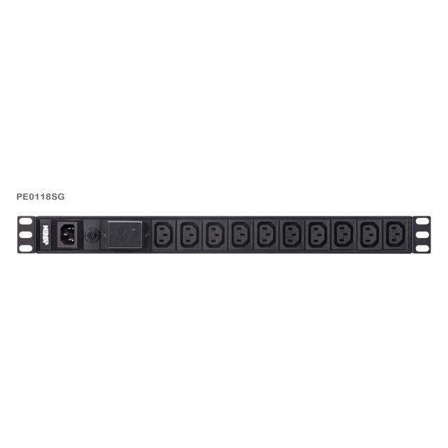 Aten 1U Basic PDU 10x Outlets with Surge Protection,18 x IEC C13, 10A Max, 100-240VAC, 50-60 Hz, Overcurrent protection, Aluminum material