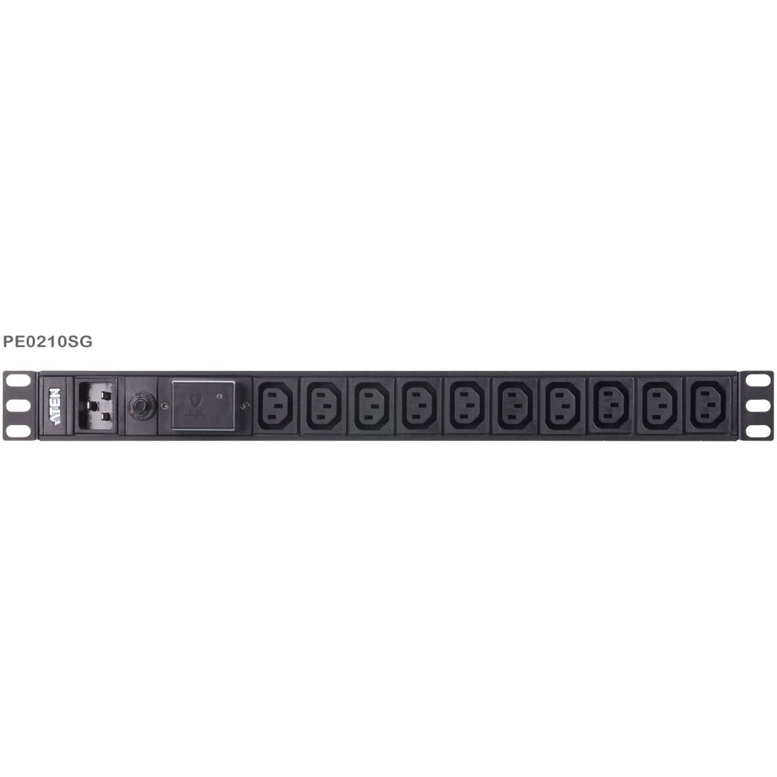 Aten 10-Port 15A Power Distrubition Unit - Basic PDU, 1U Rack Mount Design, 10x C13 AC Outputs, Overload protection (PE0210SG)