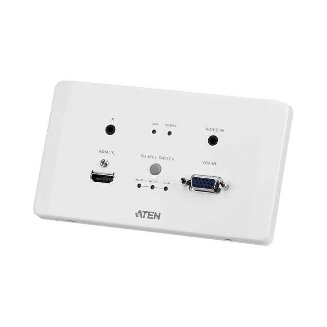 Aten VE2812AEUT HDMI & VGA HDBaseT Transmitter with EU Wall Plate / PoH (4K@100m) (HDBaseT Class A), Built-in PoH, Auto-switch