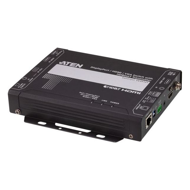 Aten VE3912T 4K DisplayPort / HDMI / VGA Switch with HDBaseT Transmitter, Auto Switch Mode, Mirrored Video Output, PoH