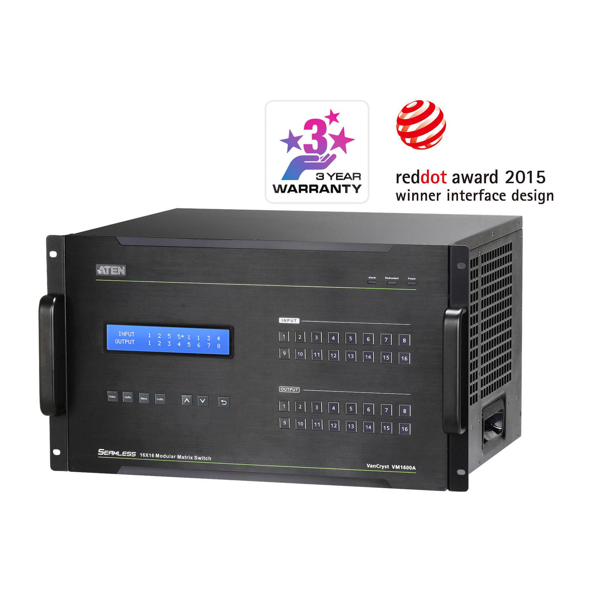 Aten 16x16 Modular Digital Matrix with Scaler, Seamless Switch, Hot-swappable Aten I/O boards, control via front-panel pushbuttons (PROJECT)