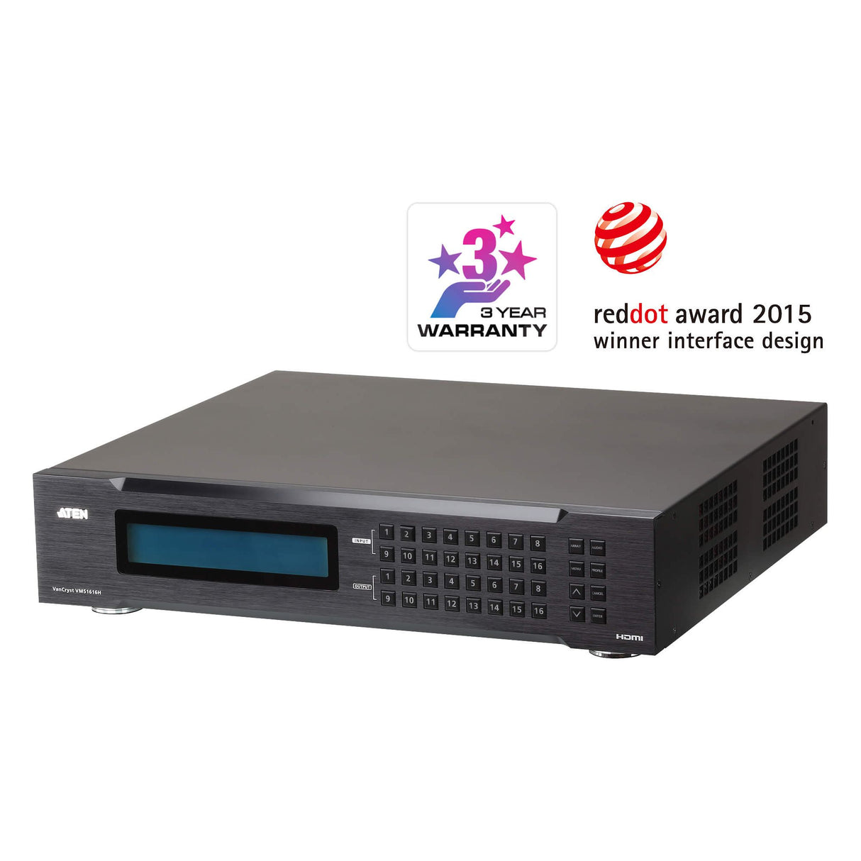 Aten Professional Matrix 16x16 HDMI Matrix with Scaler, Seamless Switch, control via front-panel pushbuttons