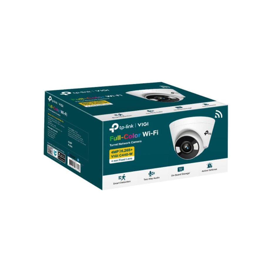 TP-Link VIGI 4MP C440-W(4mm) Full-Colour Wi-Fi Turret Network Camera,4mm Lens, Smart Detection, 3YW