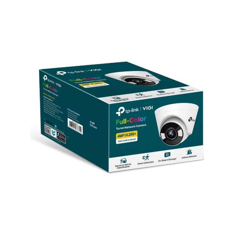 TP-Link VIGI 5MP C450(4mm) Full-Colour Turret Network Camera, 4mm Lens, Two-Way Audio, Corridor Mode, Smart Detection 3YW