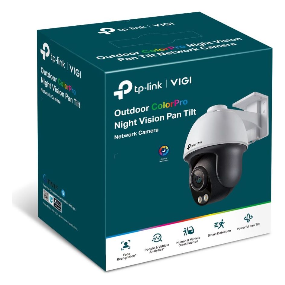 TP-Link VIGI 4MP C540S(4mm) Outdoor ColourPro Night Vision Pan Tilt Network Camera, 4mm Lens, Smart Detection,3YW