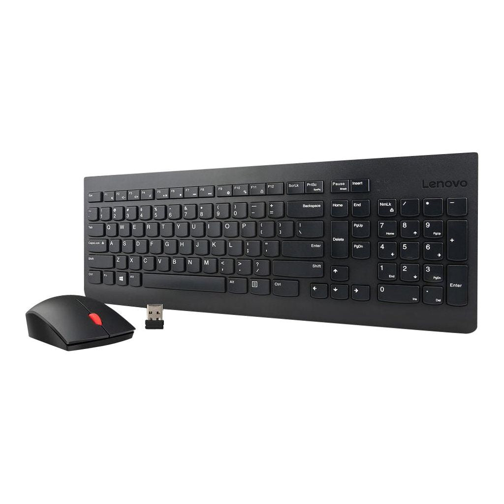 LENOVO Essential Wireless Combo Keyboard & Mouse 2.4GHz via Nano USB 3 Buttons Optical Mouse 1200DPI 3M Clicks (US English 103P)