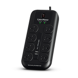 CyberPower 8-port Surge Protector with 2 x USB Charging Ports - 5 Yrs Adv. Replacement WTY