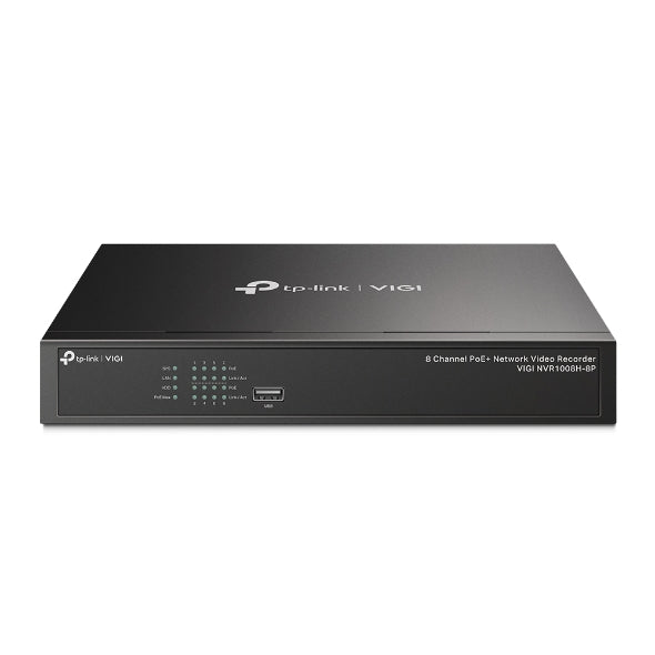 TP-Link VIGI NVR1008H-8P 8 Channel PoE+ Network Video Recorder, 53W PoE Budget, H.265+, 4K Video Output & 16MP Decoding Capacity (HDD Not Included)