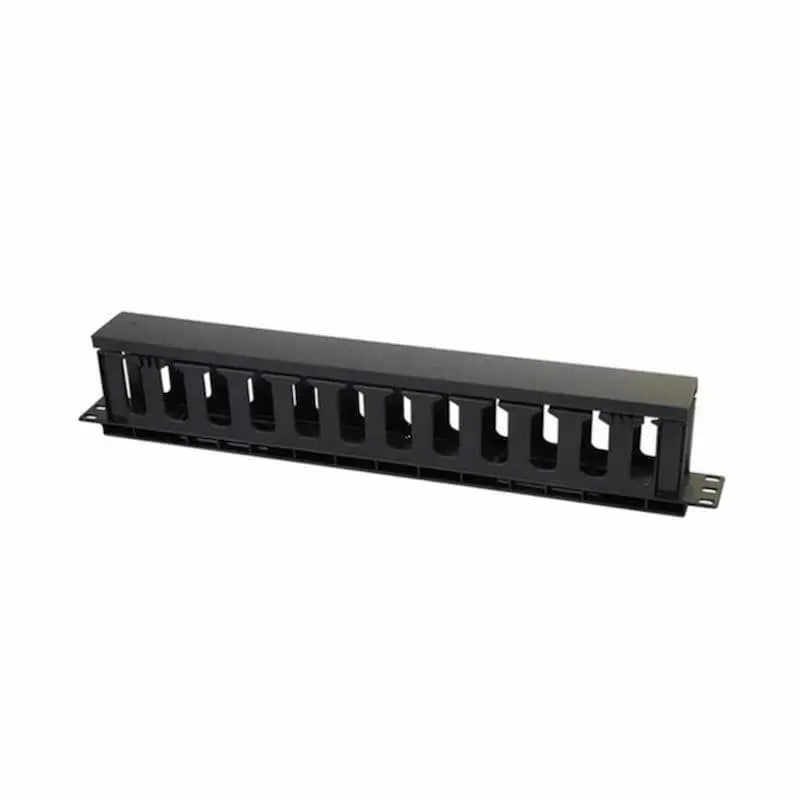 2U-High-density Cable manager with 4" (92mm) plastic fingers and cover, 19" Rack mount, RAL7021