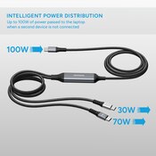 2m USB-C to 2 x USB-C Dual Charge Cable 100W