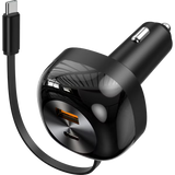66W USB-C + USB-A Retractable Car Charger