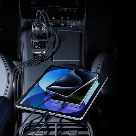 66W USB-C + USB-A Retractable Car Charger