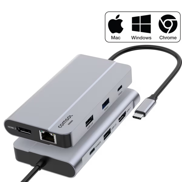 Dual Monitor USB-C 9 Port Dock