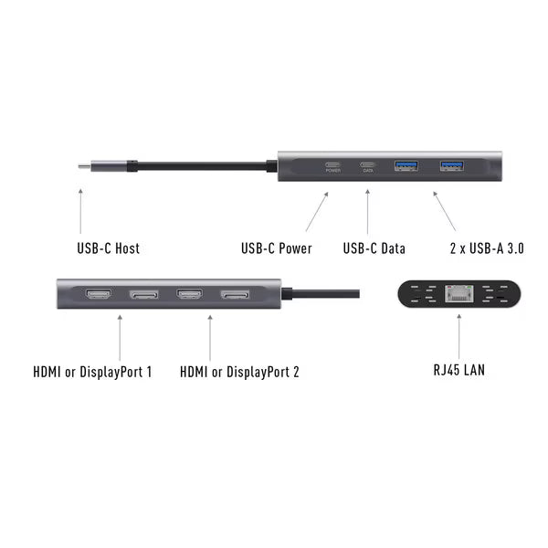 USB-C Dual 4K HDMI/DP Multi-Port Universal Adapter