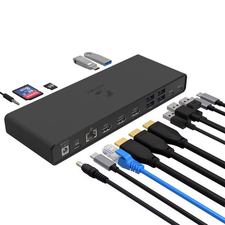 USB-C Hybrid Triple 2K HDMI Docking Station with 120W AC Adapter