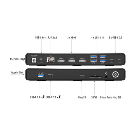 USB-C Hybrid Triple 2K HDMI Docking Station with 120W AC Adapter