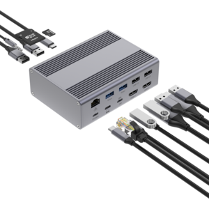 USB-C Dual HDMI Monitor 16 Port Docking Station