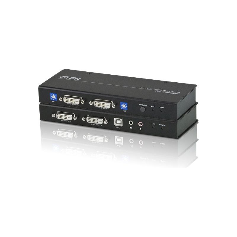 Aten DVI Dual View KVM Extender with Audio, RS232, EDID mode support, Sun/Mac KB/MS support