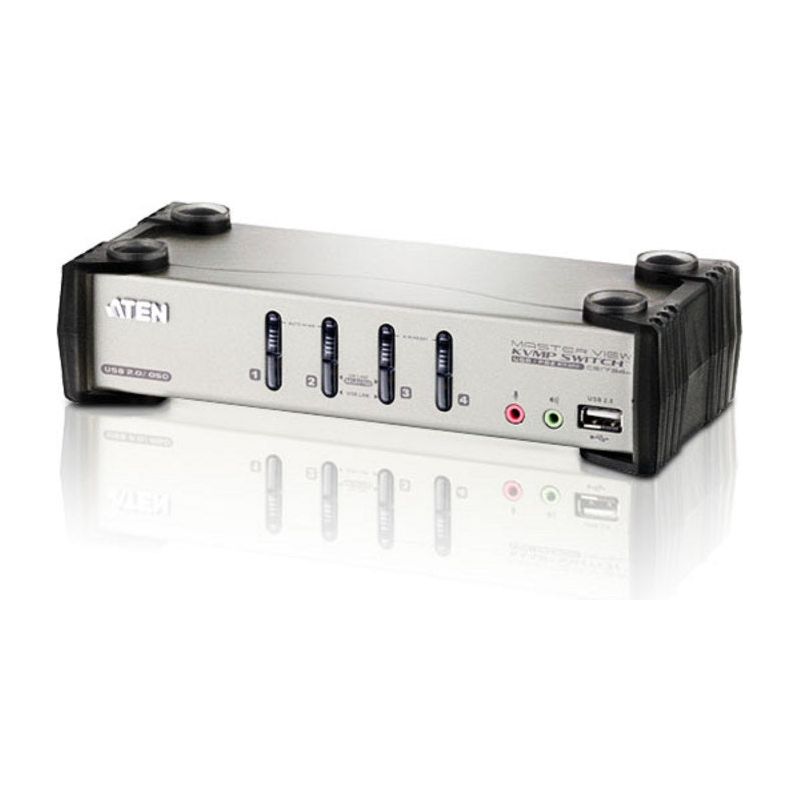 Aten Desktop KVMP Switch 4 Port Single Display VGA w/ audio & OSD, 4x Custom KVM Cables Included, 2x USB Port, Selection Via Front Panel