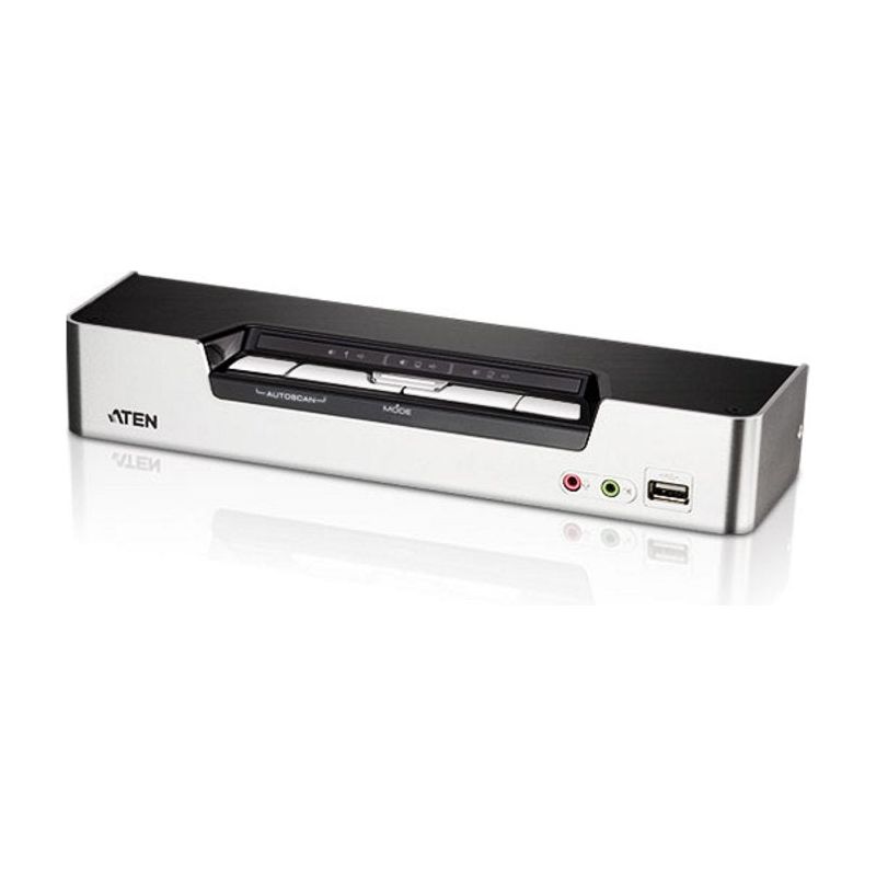 Aten Desktop KVMP Switch 4 Port Single Display HDMI w/ Dolby HD audio, 4x Custom KVM Cables Included, 2x USB Port, Selection Via Front Panel