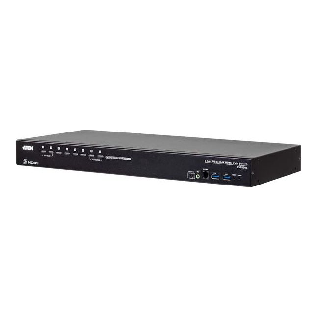 Aten 8-Port USB 3.0 4K HDMI KVM Switch, Port Selection: OSD,Hotkey, Pushbutton, RS-232 Commands