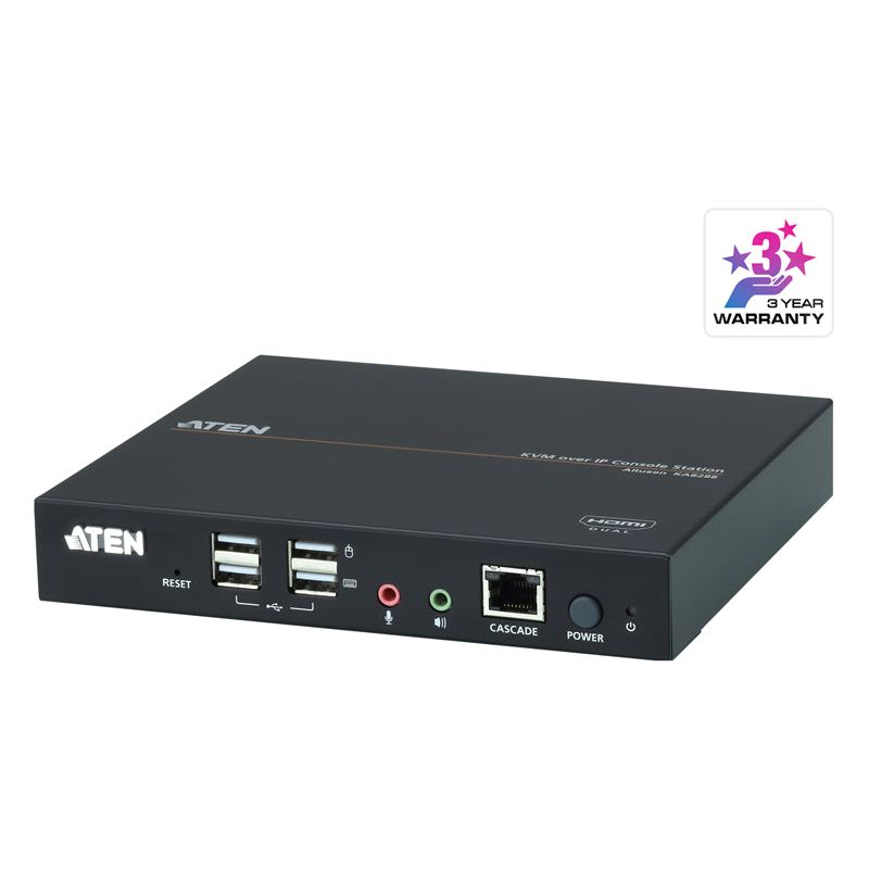 Aten Dual HDMI USB KVM Console station for selected Aten KNxxxx KVM over IP series, supports full HD with small form factor design for 0U rack space