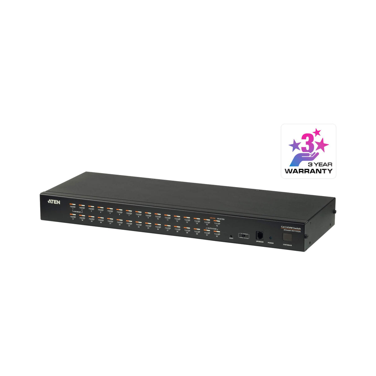 Aten Rackmount KVM Switch 1 Console 32 Port Multi-Interface Cat 5, KVM Cables NOT Included, Daisy Chainable for up to 1024 Devices,