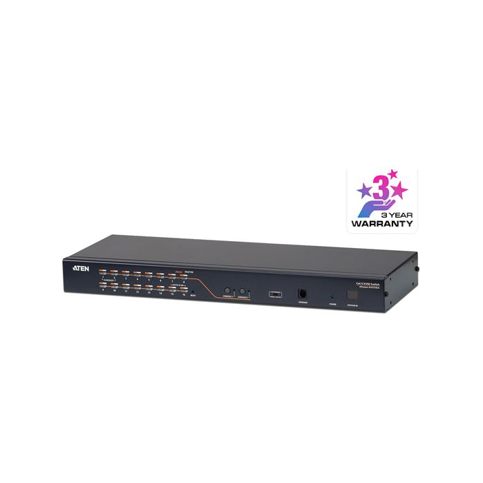 Aten Rackmount KVM Switch 2 Console 16 Port Multi-Interface Cat 5, KVM Cables NOT Included, Daisy Chainable for up to 256 Devices,