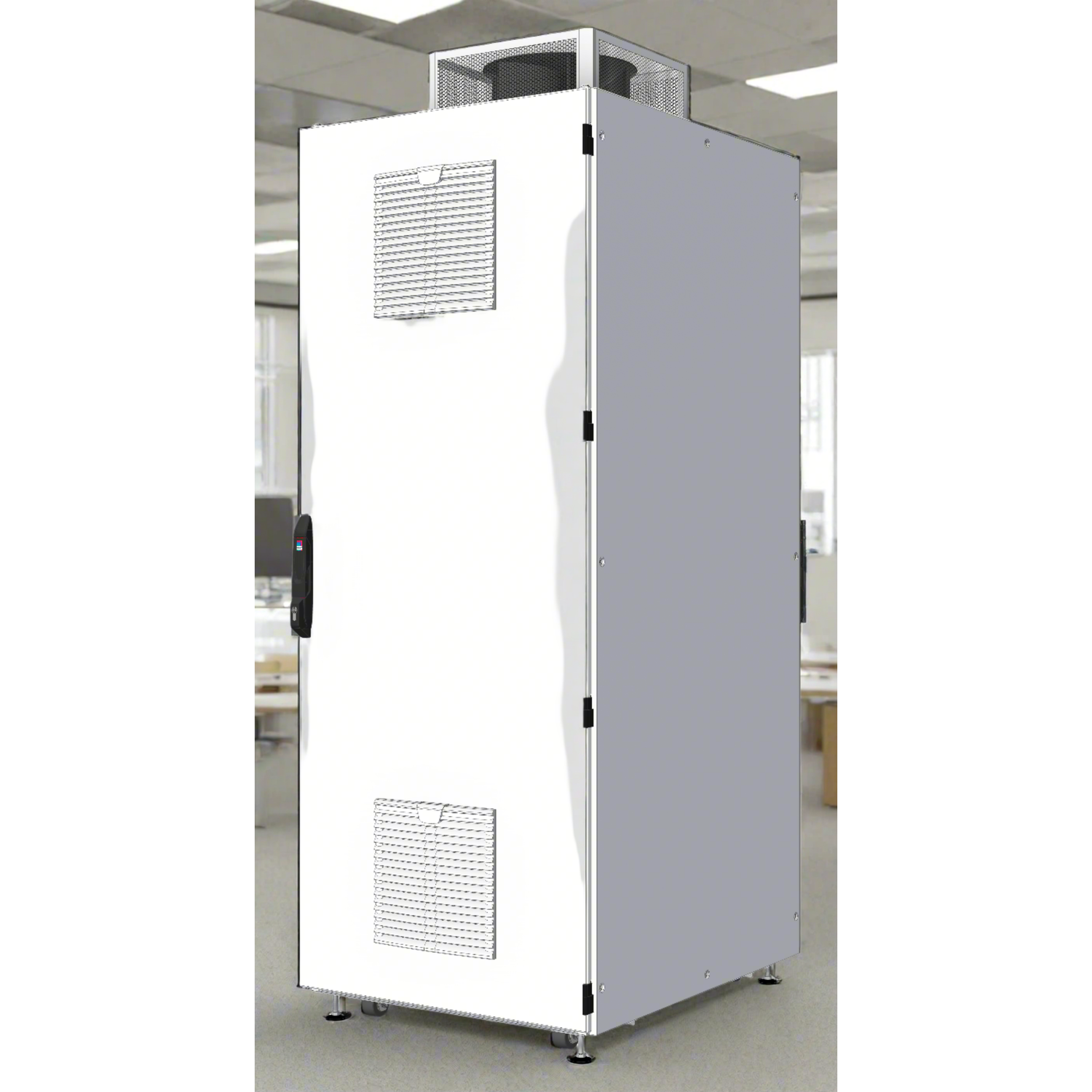 Rittal 42RU Acoustic Office Rack, Office Fan, 2 x Outlet Filters, Roof