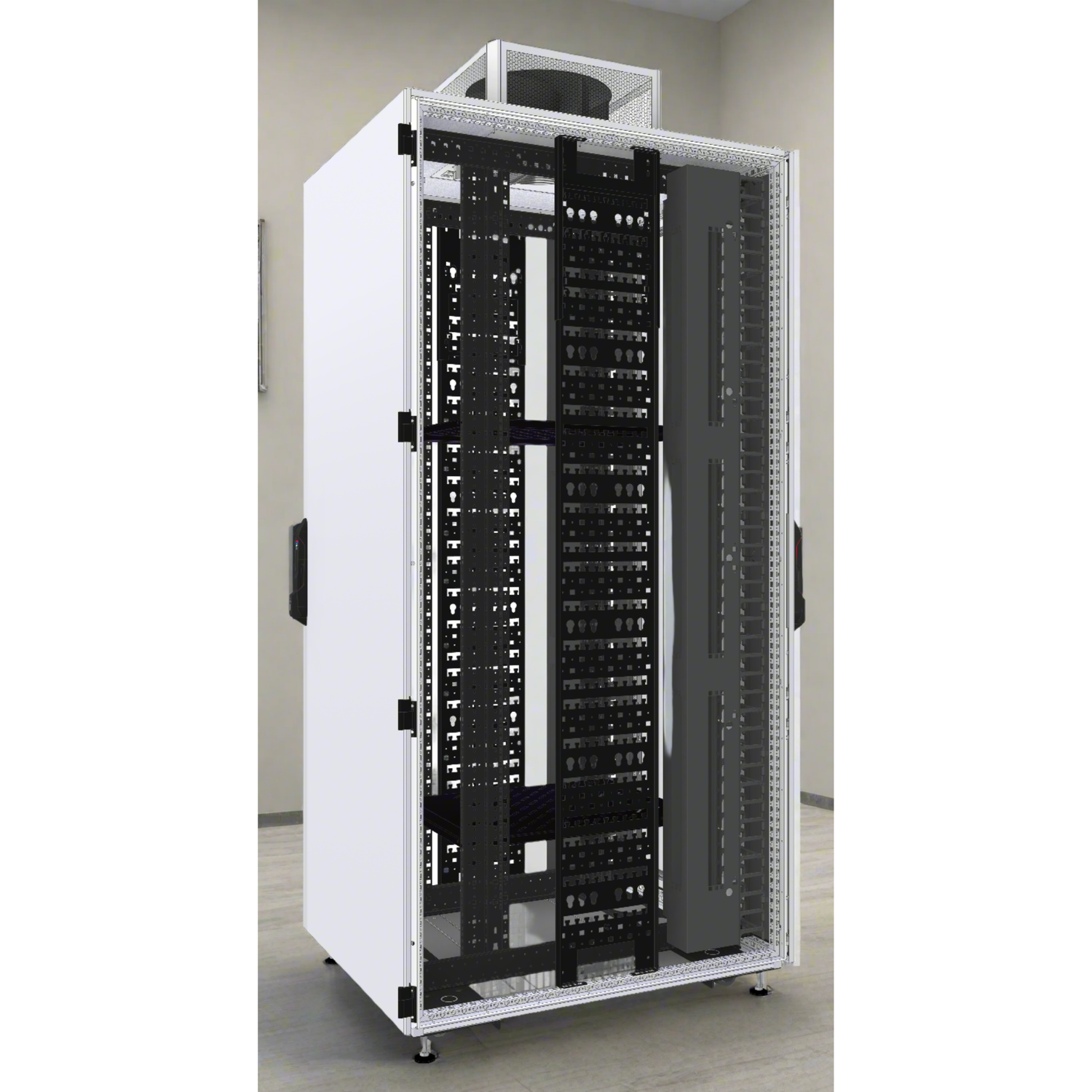 Rittal 42RU Acoustic Office Rack, Office Fan, 2 x Outlet Filters, Roof