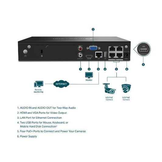 TP-Link VIGI NVR1004H-4P VIGI 4 Channel Network Video Recorder (HDD Not Included)